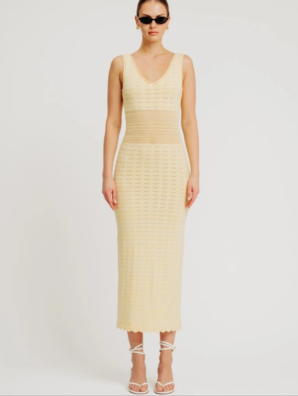 Torn By Ronny Kono Mindy Knit Dress Medium Yellow